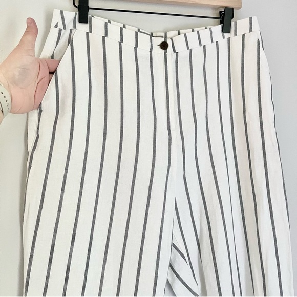 NWT ASOS‎ Linen Blend Striped Pants White Black Women’s Size 8 - Picture 4 of 9